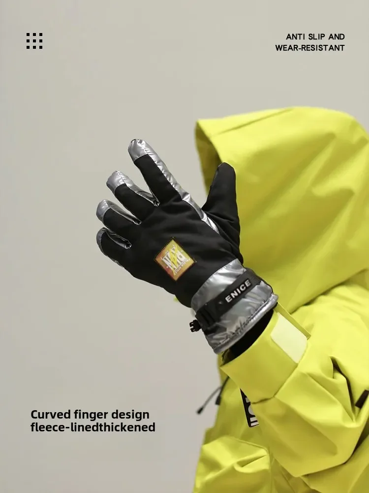 Winter Hiking Warm Gloves, Waterproof, Outdoor, Skiing, Camping, Cycling, Thickened Velvet, Touch Screen, Windproof, Ski Fabric