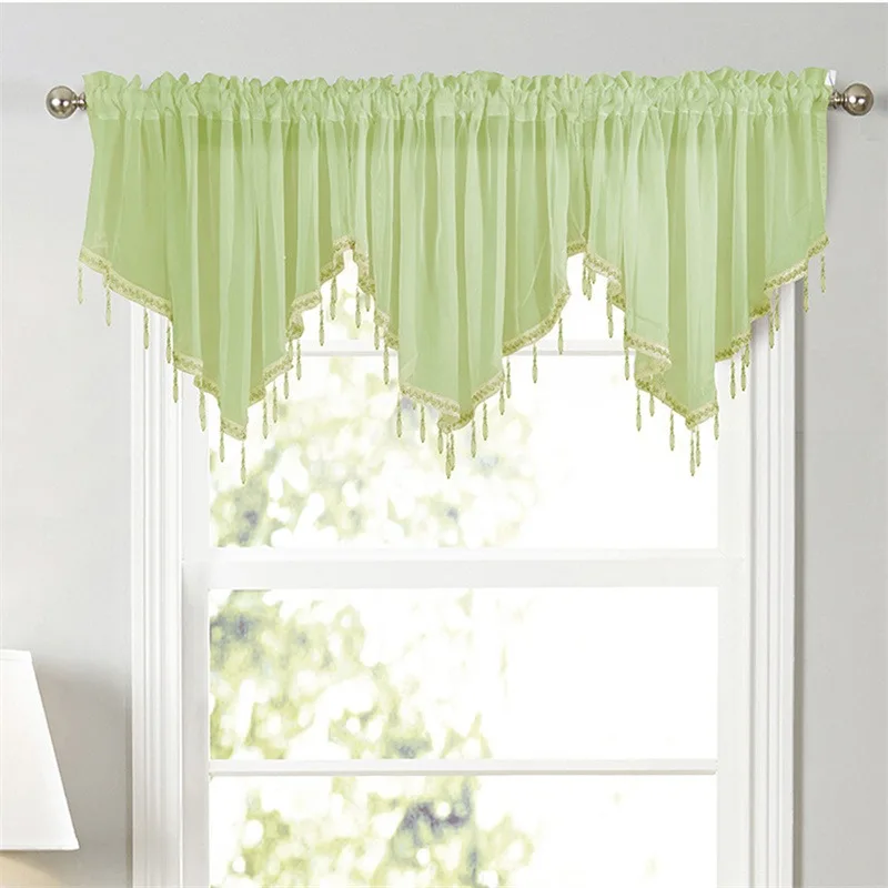 Pastoral Style Triangle Shape Kitchen Short Curtain Window Valance Drape Coffee Bedroom Home Decor Sheer Tulle Short Curtain window curtains,chiffon curtains,tie valance curtain,japanese valance decor
