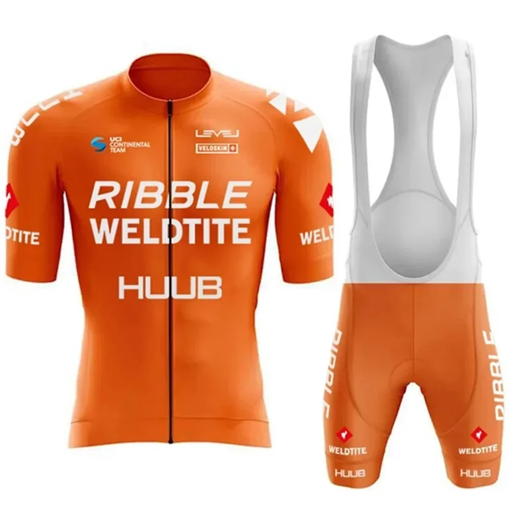 HUUB 남자 사이클링 저지 세트, 2024 여름 사이클링 의류, MTB 유니폼, 라이딩 턱받이 반바지, 자전거 의류