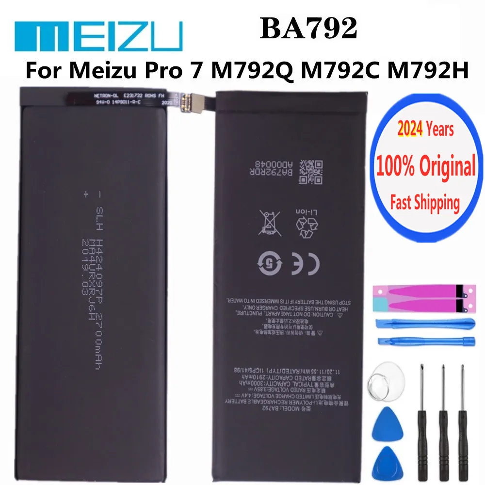 

2024 Years 100% Original Battery BA792 For Meizu Pro 7 Pro7 M792Q M792C M792H 3000Ah Mobile Phone Battery In Stock Fast Shipping