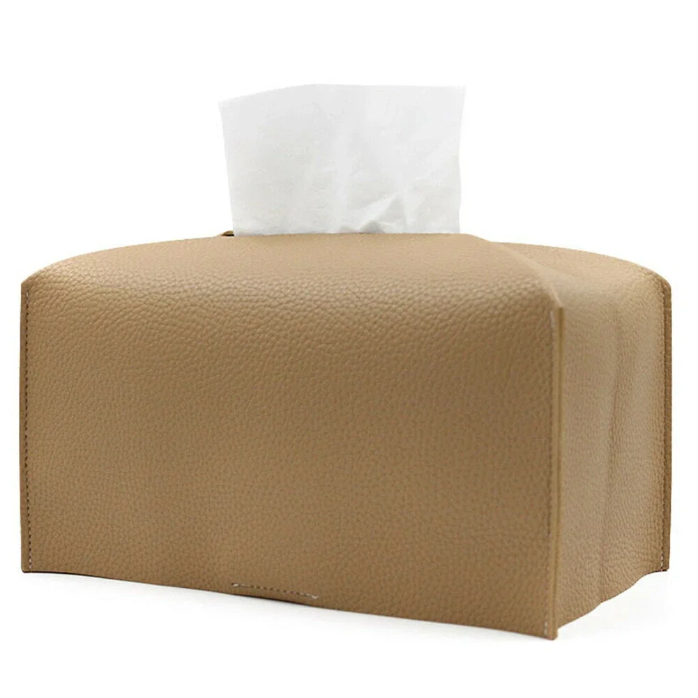

Home Office Weave Leather Tissue Box Chic Portable Car Paper Holder Decorative Restaurant Hotel Napkin Dispenser