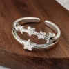 Bague Girlbible en argent sterling 925 pour femme, couple, minimaliste, faite à la main, rétro, avec pierre noire, bijoux de fête, cadeau, anti-allergie