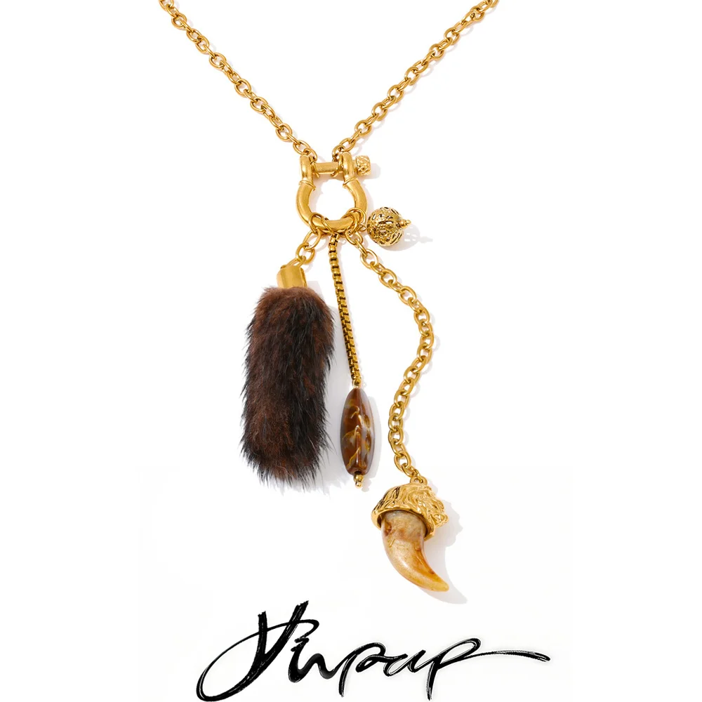 Yhhpup Chain Necklace Design Stainless Steel Acrylic Pendant Autumn Winter