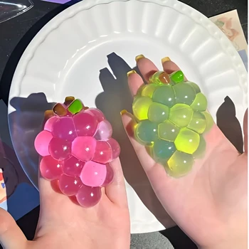 Squishy Fruit Grapes Fidget Toy Squeeze Stress Relief Hand Toy Anti-Anxiety Fruit Stretchy Slow Rising Toy Creative Sensory Toy 1