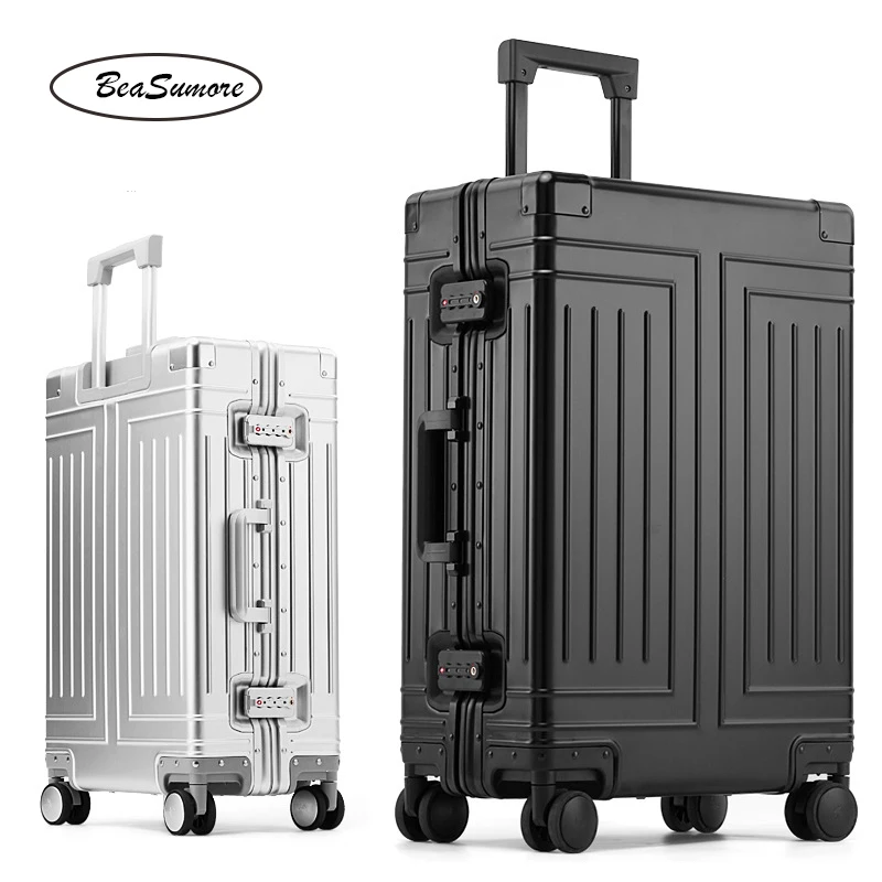 BeaSumore 100% Aluminum-magnesium alloy Rolling Luggage Spinner 29 inch High capacity Suitcase Wheels 20 inch Cabin Trolley