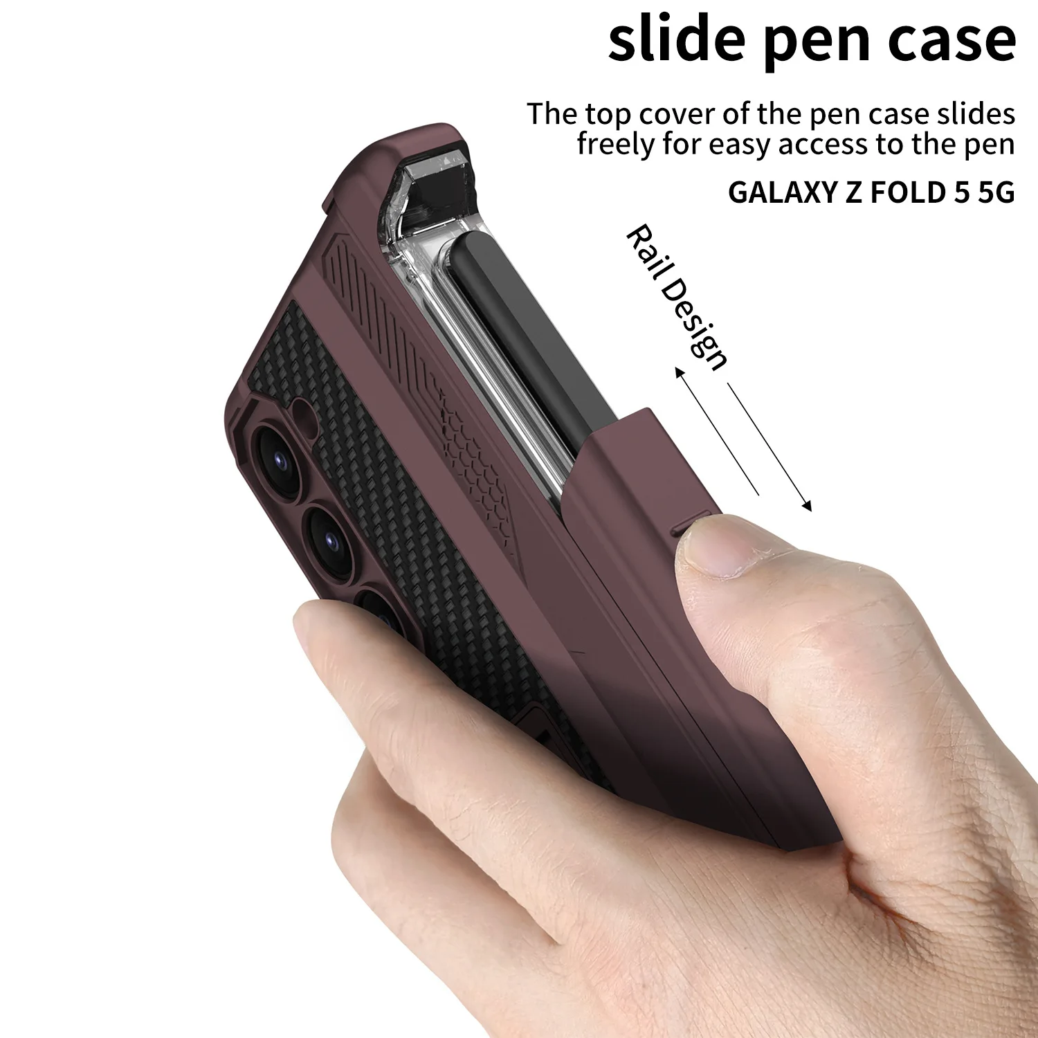 

With Kickstand Bracket Spen Box Slot Holder (included a capacitive pen for free) For Samsung Galaxy Z Fold 5 Case Magnetic