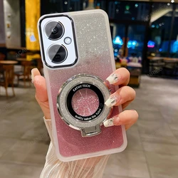 Candy Color Clear Silicone Soft Case with Glitter and Magnetic Bracket Cover for OnePlus Nord CE4Lite (SF QFCX Pink White)