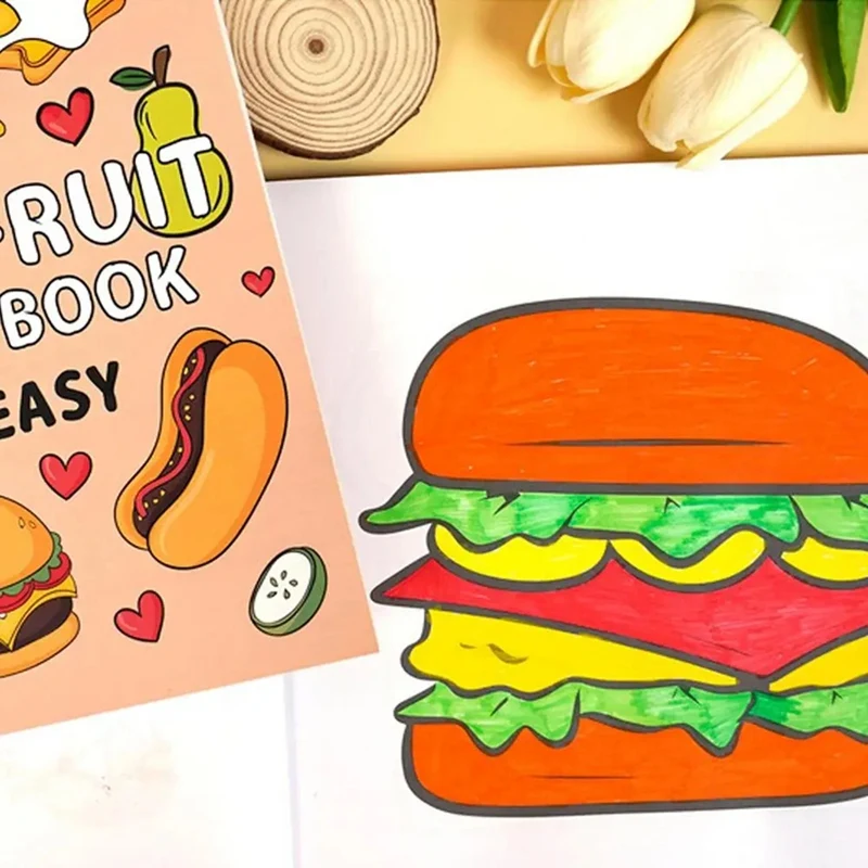 Y42A-Food And Fruit Coloring Book Coloring Book For Adults And Kids Bold Easy Colouring For Family Fun Creative