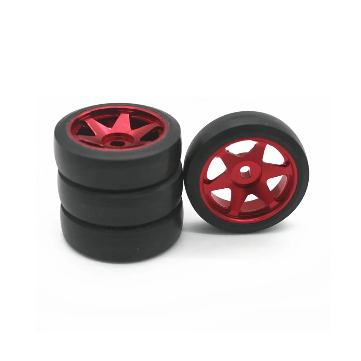 

4Pcs Hard Plastic Drift Tire Tyre Metal Wheel Rim for 284131 K969 K989 Mini-Z 1/28 RC Car Parts,Red