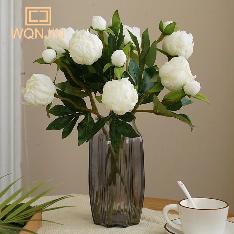 European-Style Simulated Peony Silk Flower Arrangement for Home and Wedding Decor