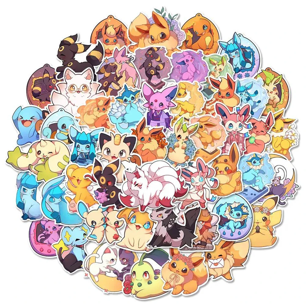 10/30/50/100pcs Cute Pokemon Stickers Anime Pikachu Eevee Charman Cartoon Decals Kawaii DIY Phone Case Laptop Kids Sticker Toys 2