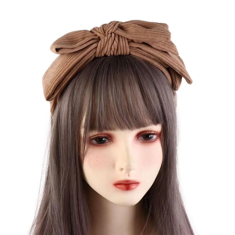 

Large Bowtie Headband Sweet Wide Corduroy Wash Face Hairband Headwear Hair Accessories Bowtie Hair Hoop Adult