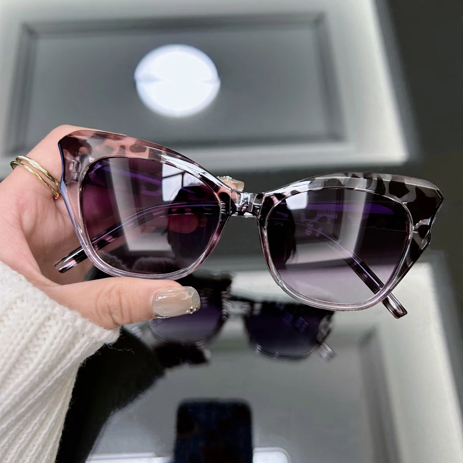 Neue Vintage Cat Eye Sonnenbrille Frauen Marke Designer Spiegel Sonnenbrille weibliche Mode Retro Leopard Gradient Oculos de Sol