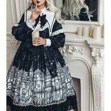 

Dress Gothic Retro Women Darkness Fashion Undead Doll Print Lolita Dress Autumn Spring New Fashion Cosplay College Style
