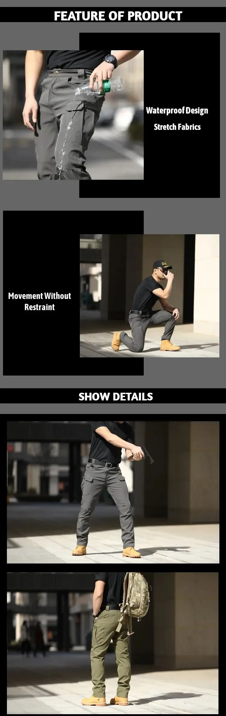 Description Picture 3 of itemIX7 IX9 Unique Special Forces Fans Overalls Stretch Breathable Tactical Pants Multi Pocket Front Zipper Outdoor Casual Pants