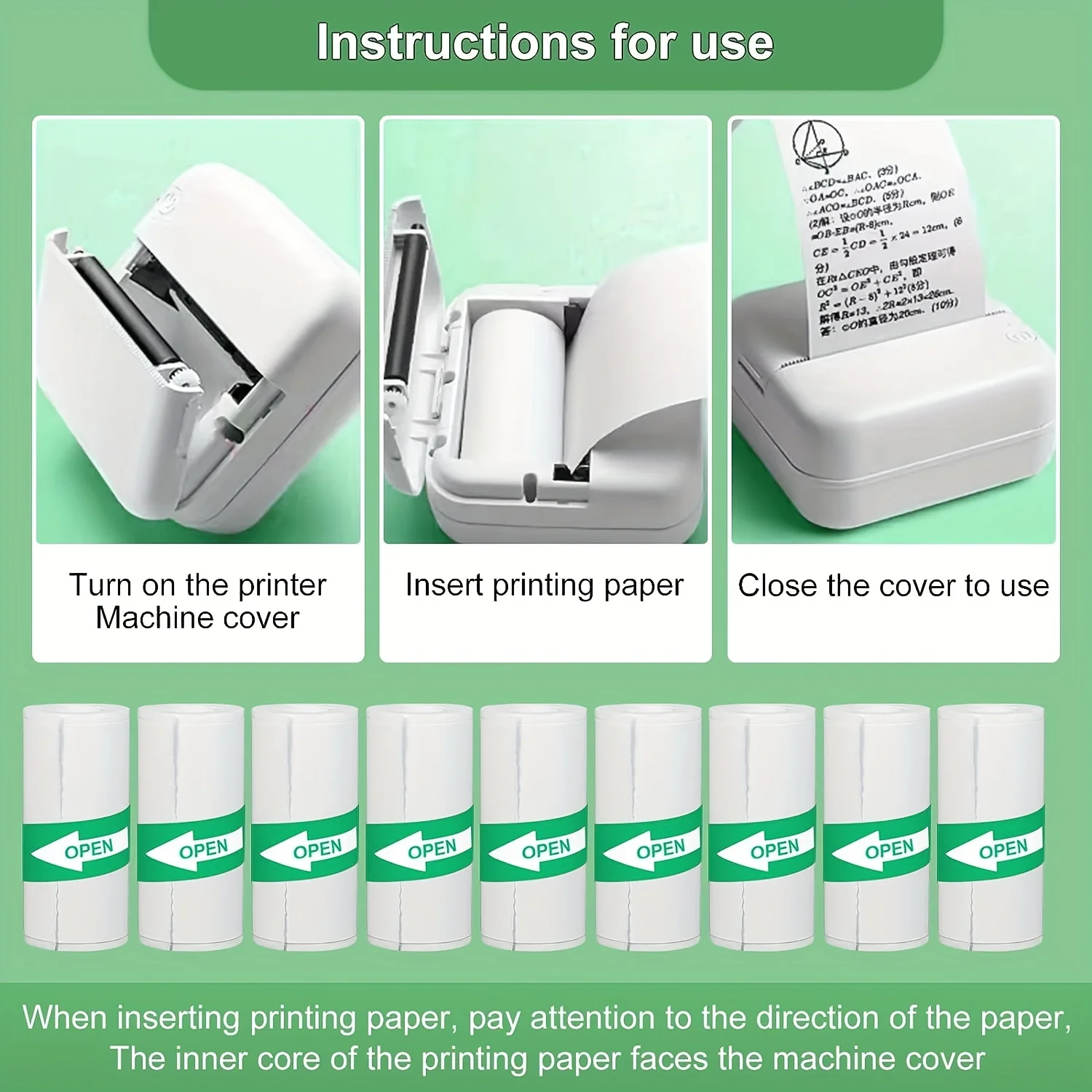 10Rolls Printable Adhesive Paper,White Adhesive Thermal Paper,Sticker Paper Printer Paper for Camera Printer Printing Study Note