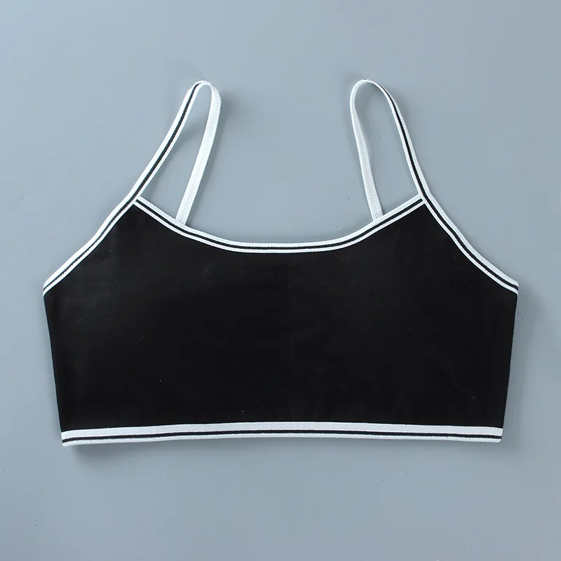 Kiiwah 2 Pezzi Reggiseno Sportivo per Ragazze Intimo, Cotone Reggiseno Bambina Ragazze Allenamento Reggiseni con Fisso Torace Pastiglie e Spallacci Regolabili per 10-16 Anni
