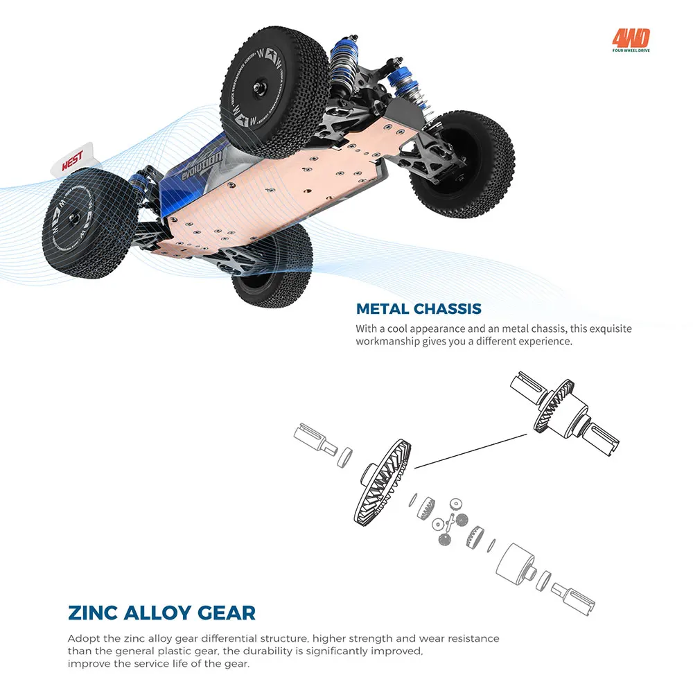 WLtoys 어린이용 고속 오프로드 리모컨 드리프트 장난감, 4WD 전기 RC 자동차, 레이싱 카, 144011 144001, 65 km/h, 2.4G