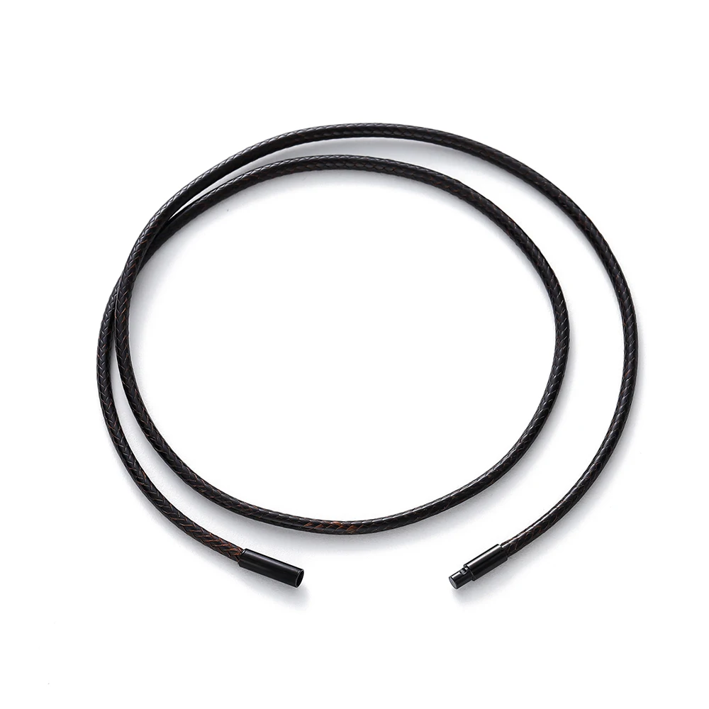 45/50/60cm Schwarzbraune geflochtene Wachsschnur DIY Anhänger Halskette Schmuckherstellung Handgemachtes Lederseil Stahlverschluss Kette – Detail 6