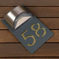 Plaque de porte lumineuse Led solaire en acrylique personnalisée, signe de numéro de maison, plaque d'adresse extérieure, cadeau d'appartement de maison, Plaque lumineuse solaire 2