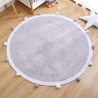 Round Carpets For Living Room Bedroom Cotton Soft Rugs Baby Crawling Mat Fleece Carpet With Ball Decor Kids Room Home Decoration 1