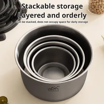 4 Sizes For Picnic Outdoor Camping Portable Durable Titanium Round Fresh-keeping Box Purification Dinner Fruit Insulated Bowl