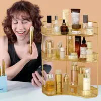 Corner Bathroom Counter Organizer Bathroom Countertop Shelf Makeup Storage Holder for Vanity Perfume Tray for Corner Storage 1
