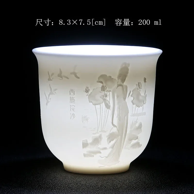Description Picture 6 of itemCreative Ceramic Kung Fu Tea Set Tea Cup Blue and White Master Cup Hand Painted White Porcelain Purple Sand Cup