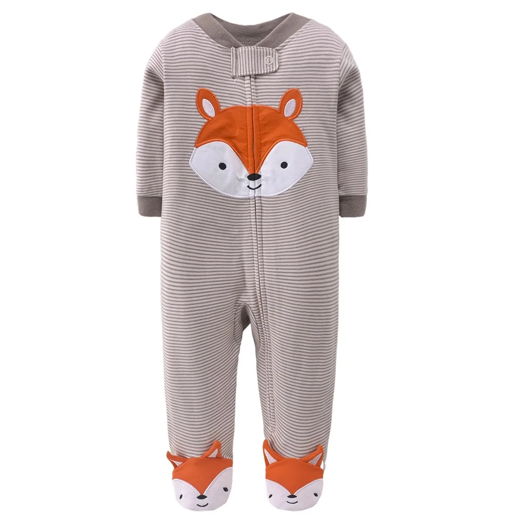 Newborn Baby Boys Girls Footed Sleeper Cotton Zipper Pajamas Baby Rompers 0-12M