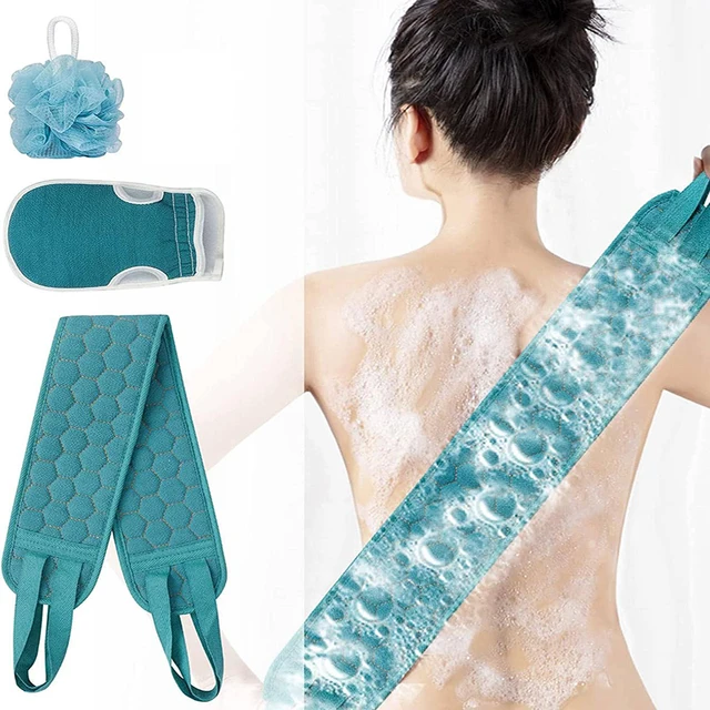 Ensemble d'épurateur corporel exfoliant – comprend un épurateur de dos, un gant de bain et une éponge de bain de douche Loofah 1