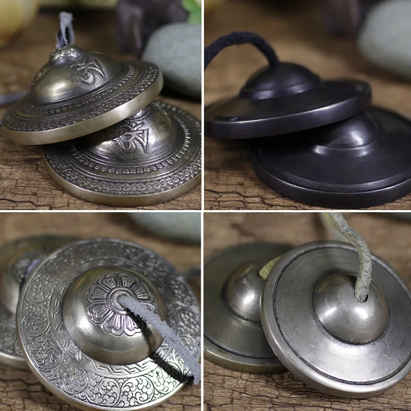 

Handcrafted Tibetan Meditation Tingsha Cymbal Bell with Buddhist Lucky Symbols