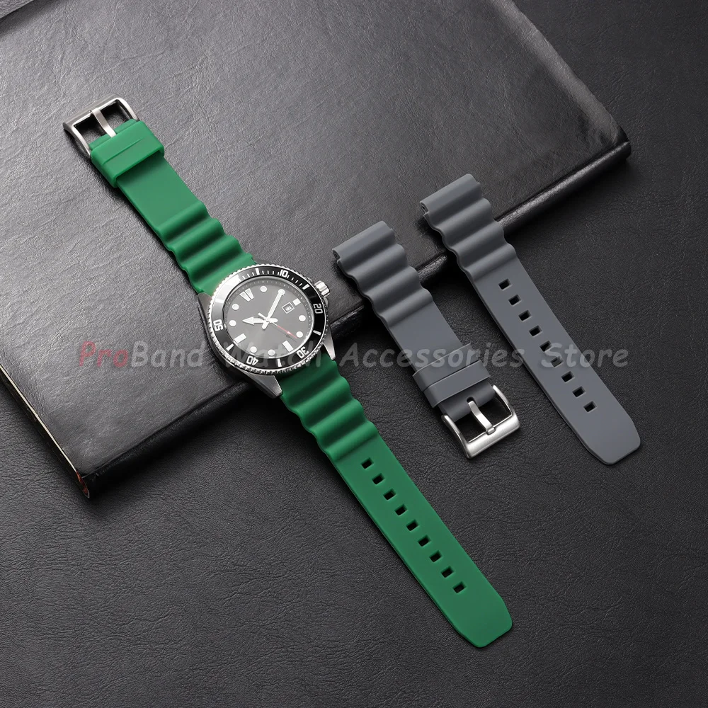 Silicone Waterproof Diving Watch Band - 20mm/22mm Sports Strap