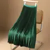 Women Pleated Skirt Solid Color Smooth Satin A-Line Skirt Elegant Elastic High Waist Pleated Skirt Work Leisure Wear 4