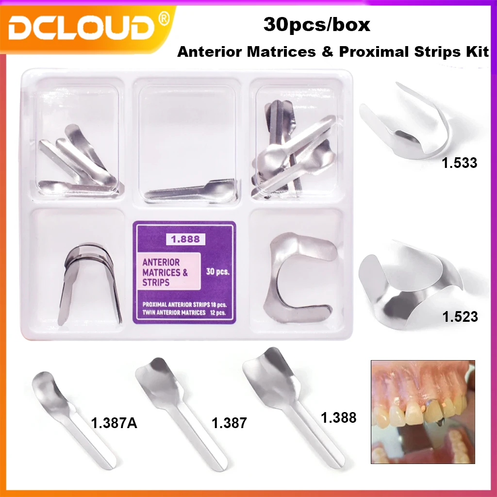 

Dental Proximal Anterior Strips Kit Sectional Contoured Matrices System Anterior Matrix Band Ring Dentist Restoration Materials