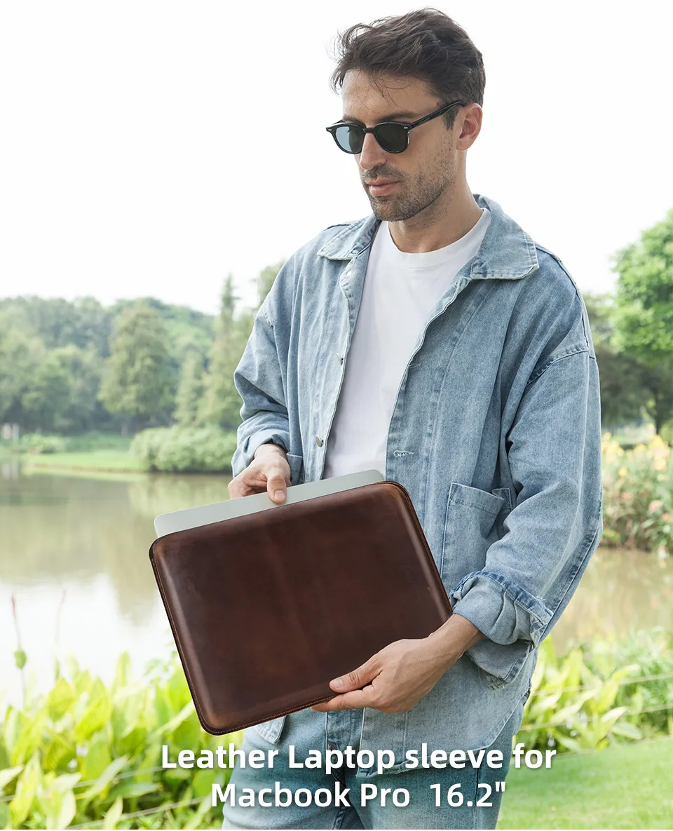 sac manches en cuir véritable pour ordinateur pochette de luxe pour macbook pro pouces macbook pro accessoires