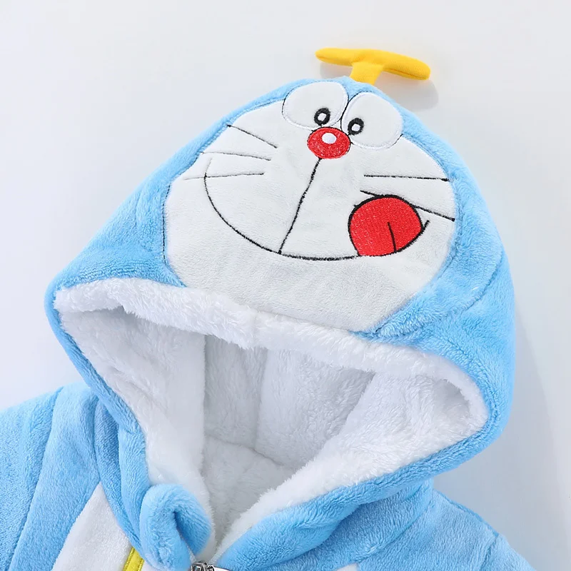 Doraemoninspired Baby Rompers Adorable Winter Kigurumis for Little