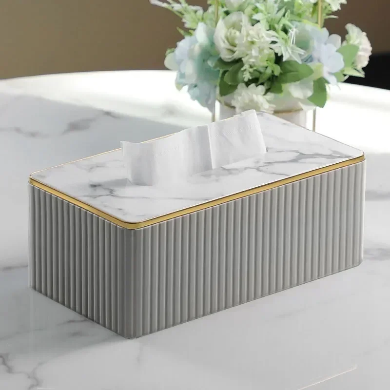 Leather Tissue Storage Box Marbling Paper Drawer Korean Creative Vertical Pattern Tissue Box Car Home Hotel Storage Supplies 6