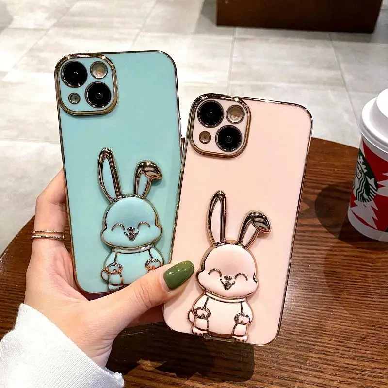 Rabbit Holder Stand Soft Phone Case - Cute and Functional Design