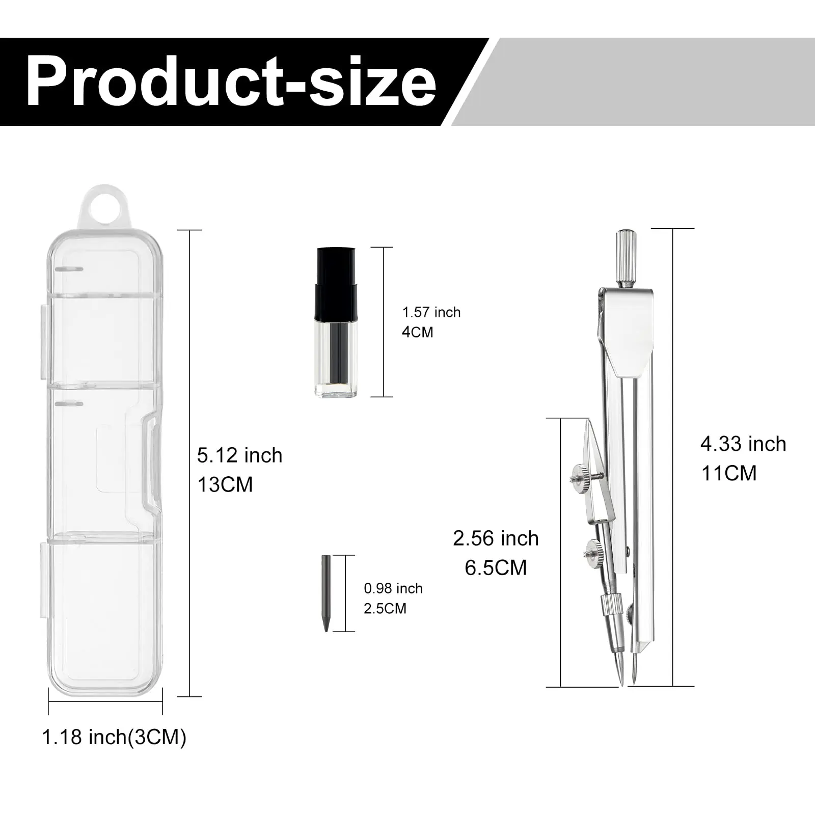 2PCS 전문 금속 나침반 세트 리드 리필 수학 기하학 제도 도면 학생 학교 용품 목공