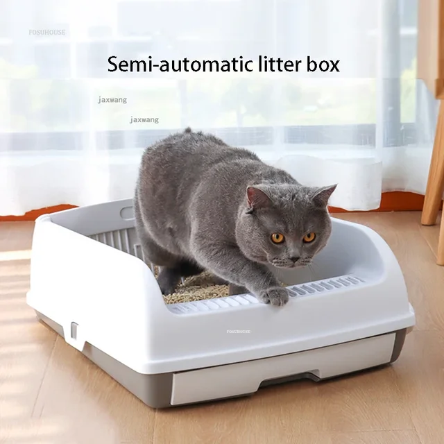Splash-proof Drawer Type Cat Toilet Semi-automatic Cats Litter Box Tray Creative Deodorizing Pets Training Sand Basin Product 2