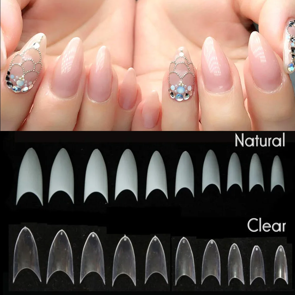 500pcs Nail pointy French Tips Stiletto Half Cover Stiletto False Fake Nails Tips half cover