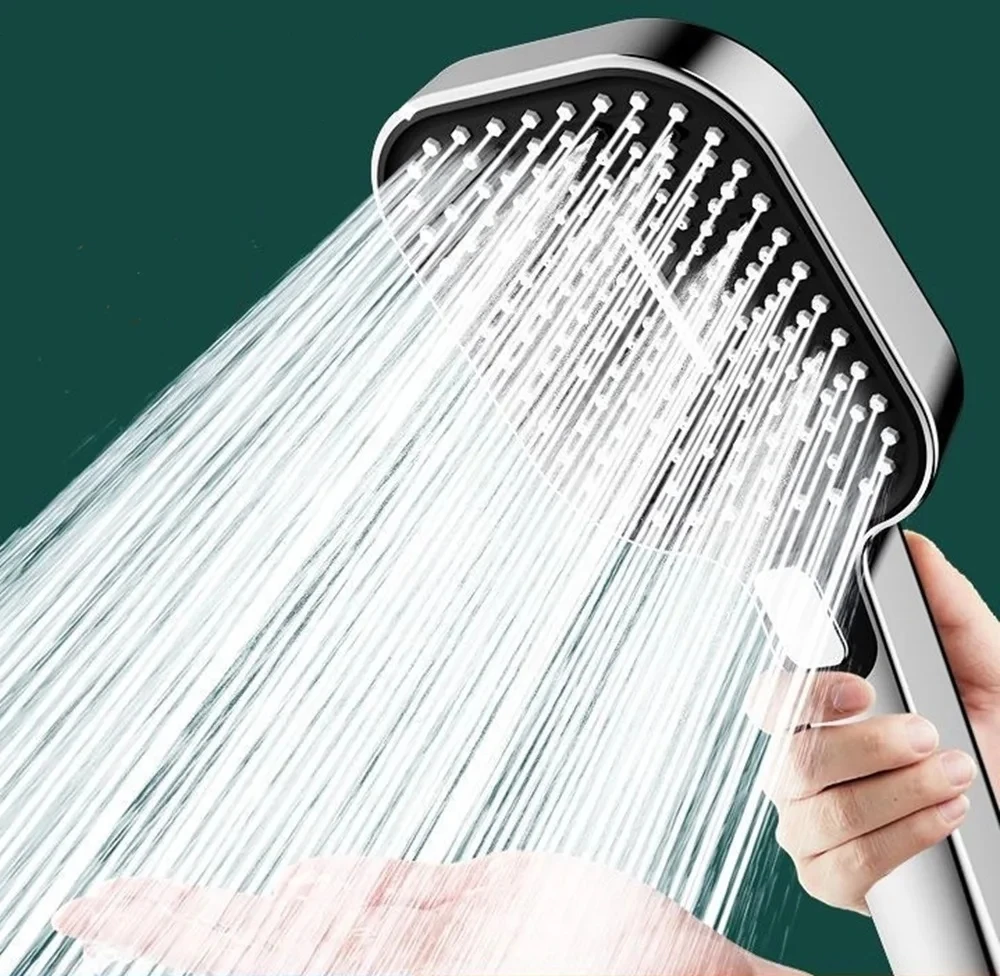 Large Flow Rectangular Rainfall Shower Head Silver 3 Modes Big Panel High Pressure Water Saving Shower Mixer Bathroom Accessorie
