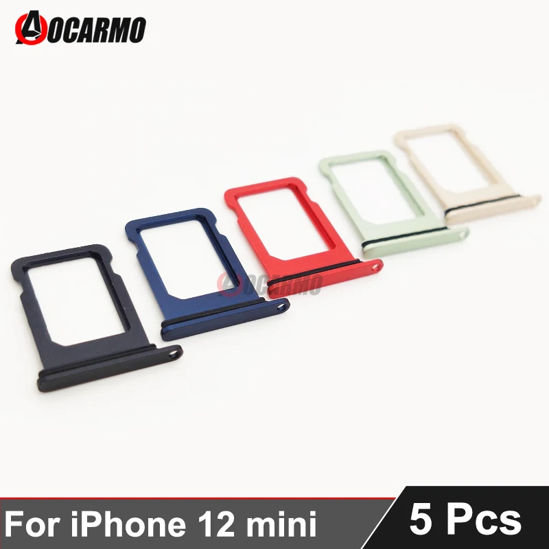 

5 Pcs/Lot For Apple iPhone 12 mini Single SIM Card Slot Drawer Tray Holder Black Silver Red Green Blue Purple Replacement Parts