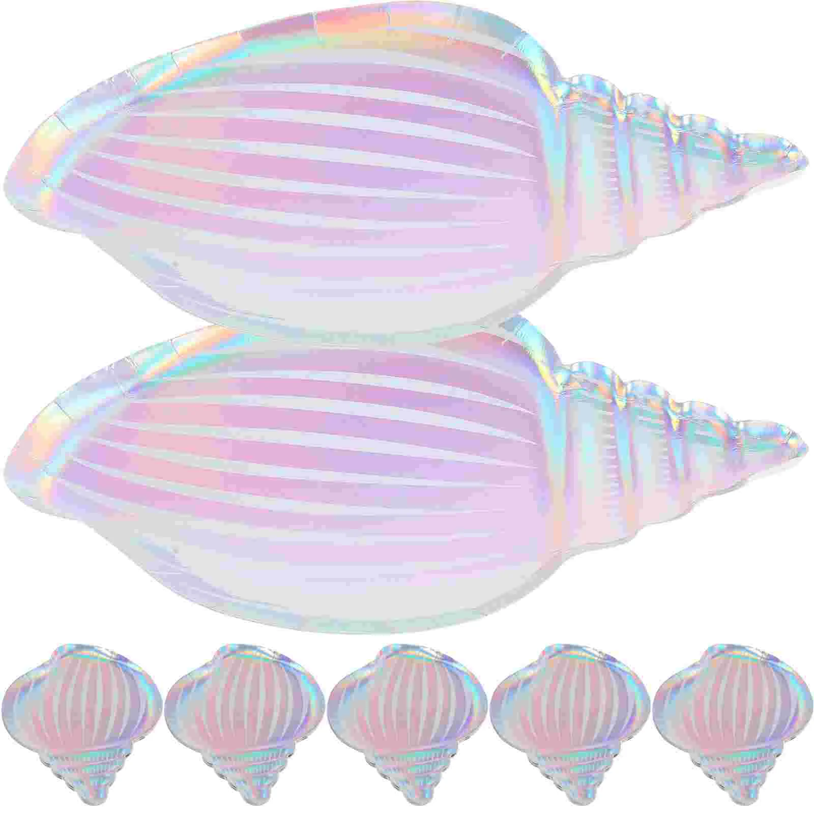 24 Pcs Seashell Paper Plates Disposable Party Supplies Cake Plates Snack Lightweight Proper Size Mermaid Dining