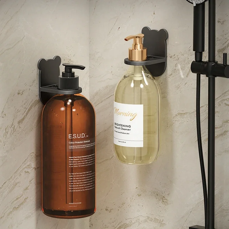 Soap Dispenser Shampoo Dispenser Soap Liquid Box Universal Shower Gel Bottle Rack Adjustable Shampoo Bottle Holder Hand Soap Dispenser Hook Wall Mounted Free Punching