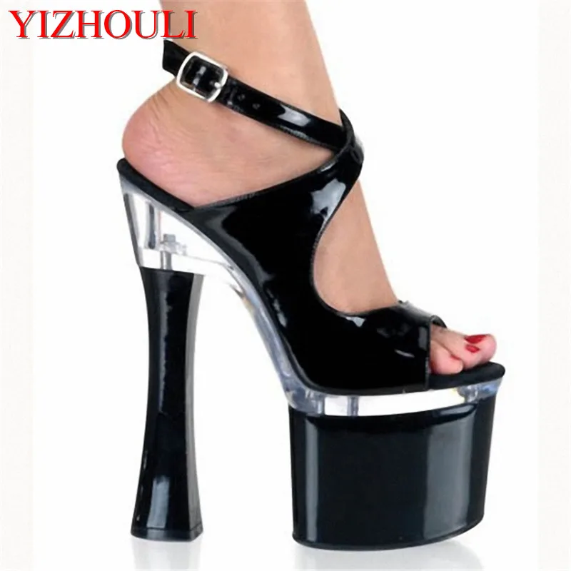 

Lure Sexy Princess Comfy Sandals 18cm High Heels, 7-inch Cross Straps, Roman High Heel dance shoes