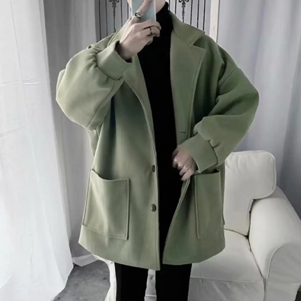 

Casual Pants Windbreaker for Men Men's Mid-length Windproof Trench Coat with Notch Collar Single-breasted for Men for Men