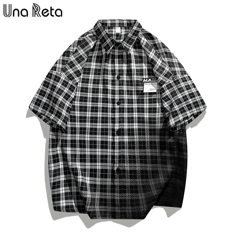 

Una Reta Palid Men's Shirt Summer Tops Streetwear Hawaiian Short Sleeve Shirts For Men Harujuku Single-breasted Oversized Shirts