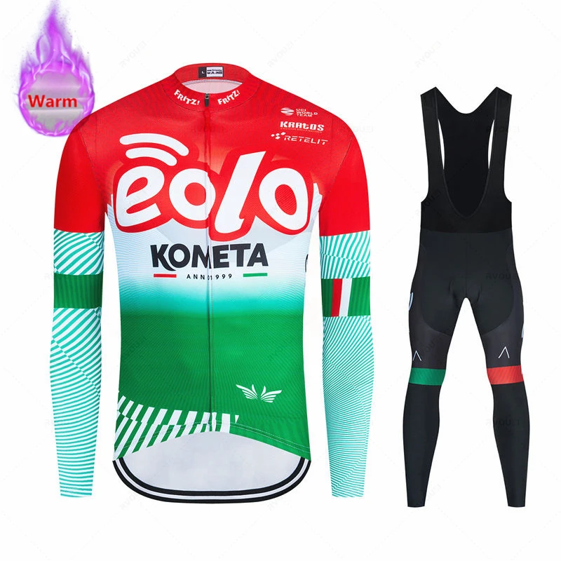 Eolo Kometa 2022 Winter Cycling Jersey Team Ropa Ciclismo Hombre Fleece