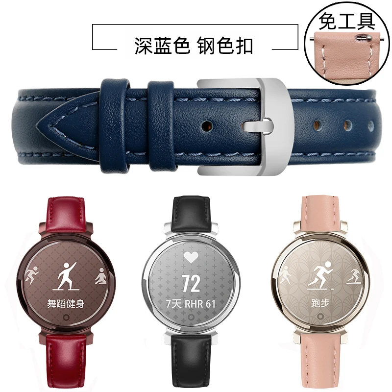 Elegant Genuine Leather Strap for Garmin Lily 2 Women's Smartwatch - 14mm Quick Release in Pink White